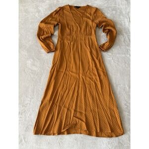 SANCTUARY Women's Size‎ 2 Textured Midi Dress V Neck Chest Snap Dress Orange